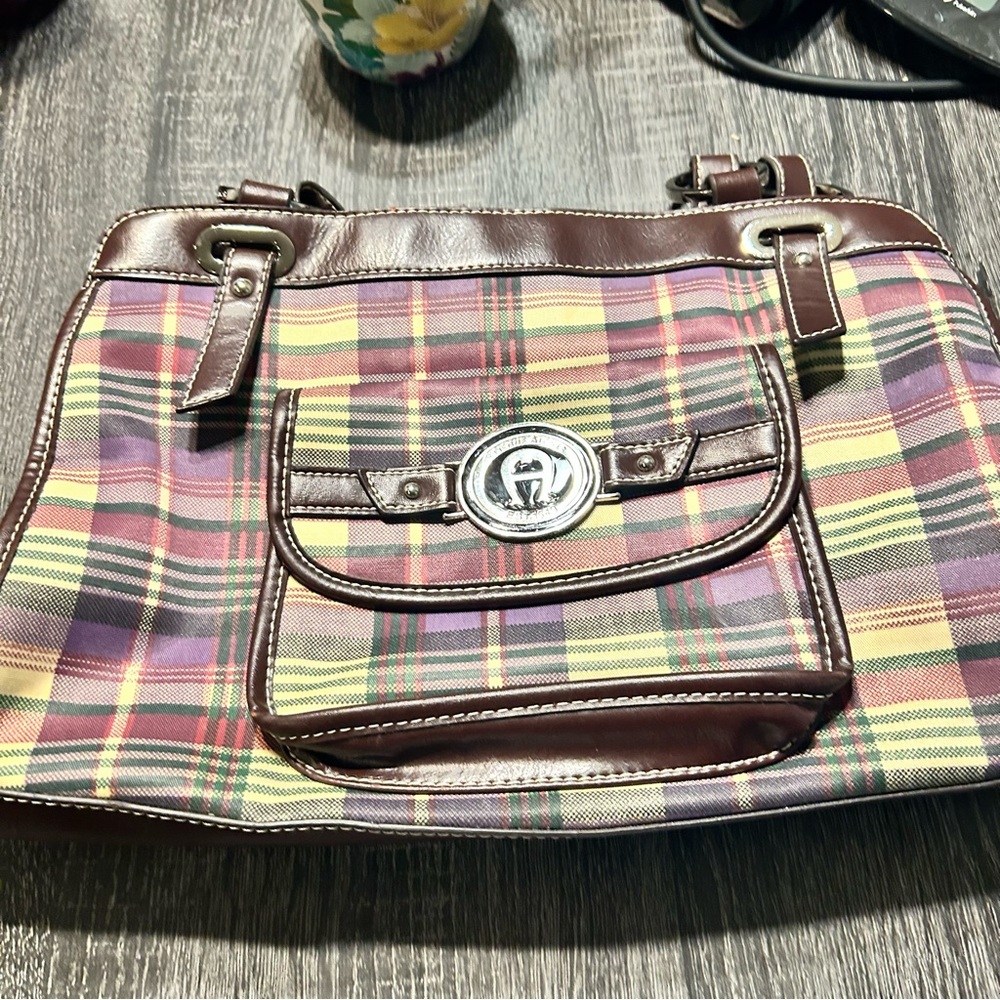 etienne aigner Vintage Plaid Preppy Old Money Ethereal Western Shoulder Bag